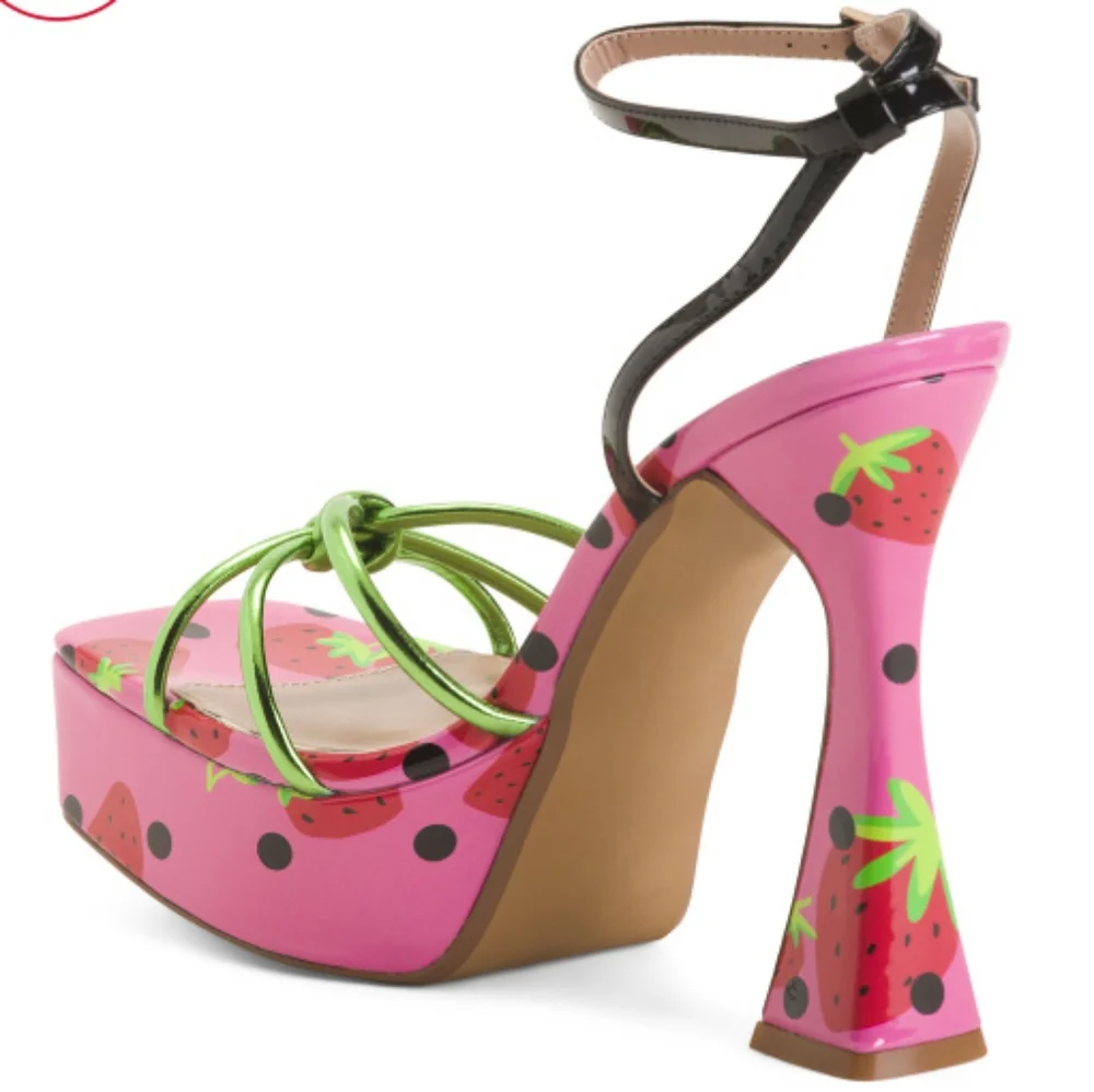 Sold out Betsey Johnson Leather Tiky Platform Heel Sandals - Picture 1 of 5